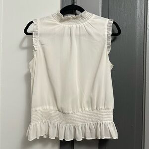 J. Crew White Ruffle Blouse